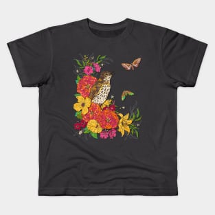 Floral Song Thrush Kids T-Shirt